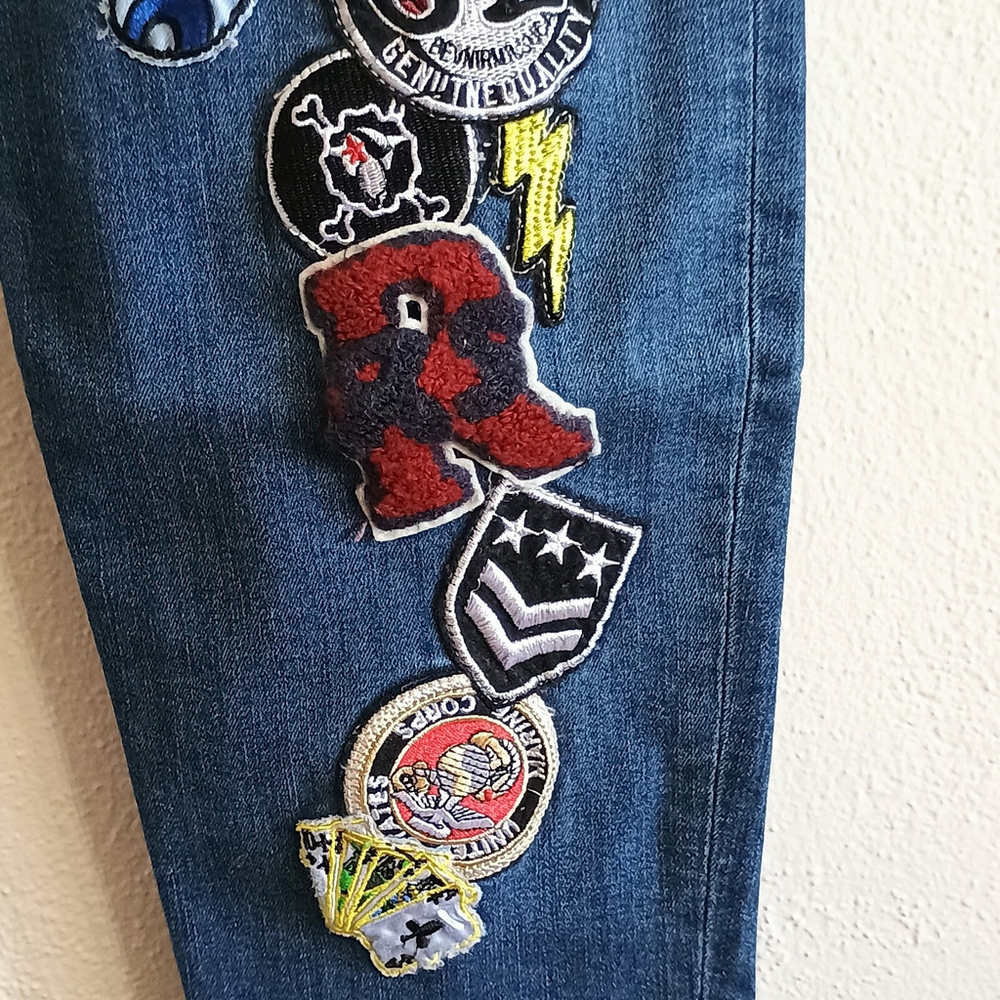 Vintage SP Black Label Size 30 Womens Skinny Denim Jeans W/ Patches - Picture 7 of 12